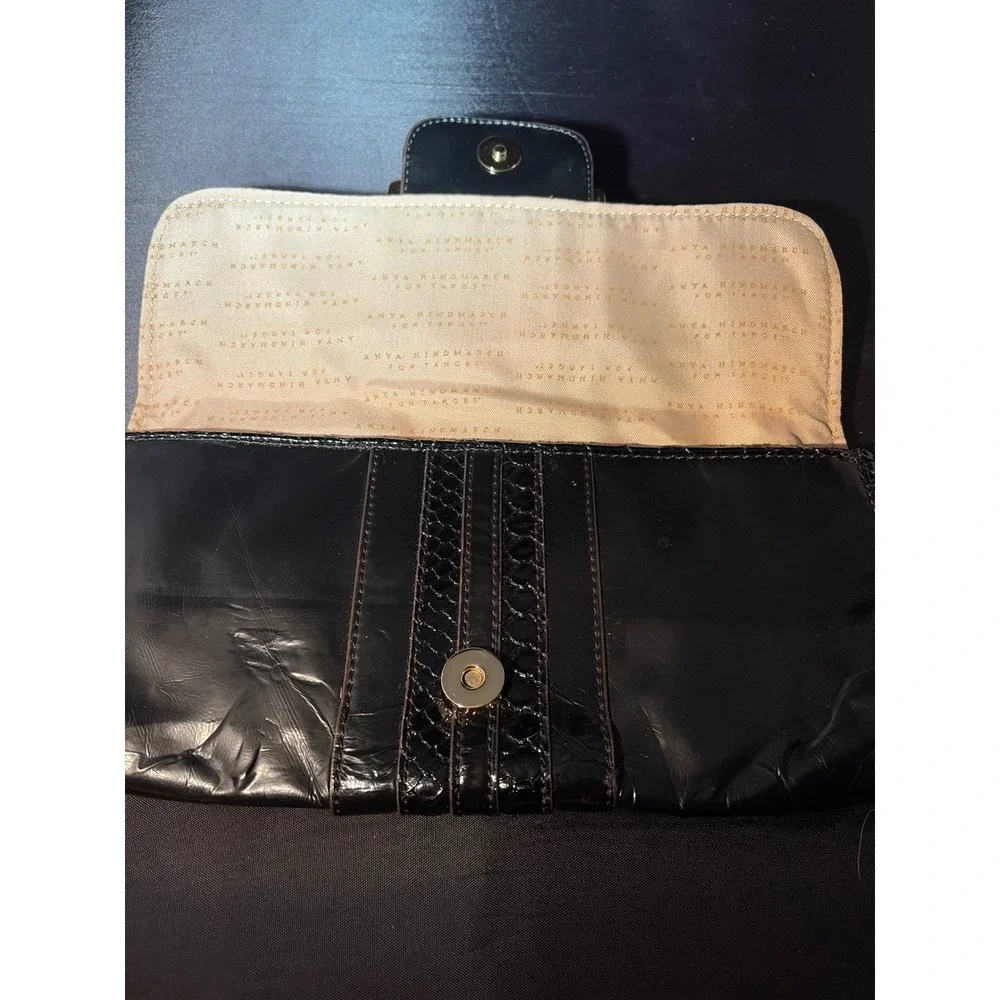 Anya‎ Hindmarch for Target Black Faux Leather Snakeskin Trim Buckle Clutch Bag